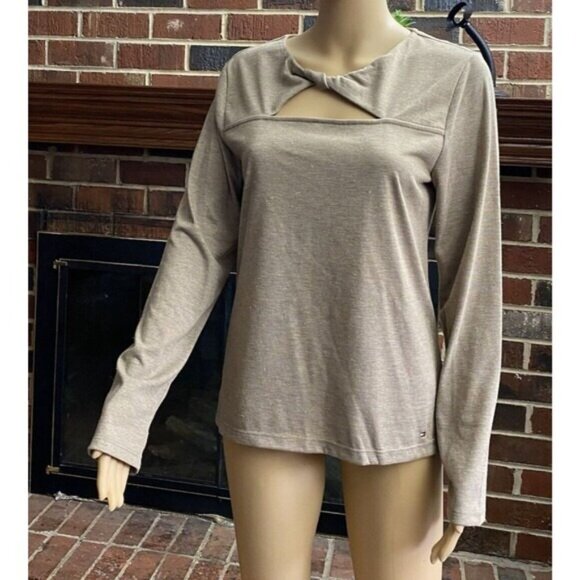 Tommy Hilfiger Women's Shiny Long Sleeve Lurex Twist Front Knit Top Size L New - Picture 3 of 15